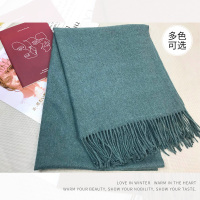秋冬羊毛混纺围巾舒适保暖百搭纯色流苏围巾冬天披肩两用