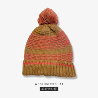 羊毛针织帽子女冬季保暖时尚褐色针织帽