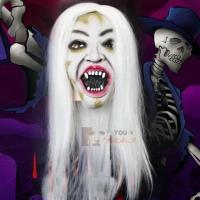 白发烂脸—头套式|万圣节恐怖魔女面具 咒怨贞子鬼怪面具 恐怖套头面具黑发僵尸面具