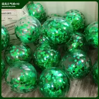 亮片15个(绿色) [打气筒]|气球批零生日派对结婚房宝石网红色透明双层汽球会飞金属