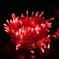 [红色] 插电款10米100灯[带尾插]|防水七彩星雨彩灯闪灯串灯满圣诞节日饰水树灯挂饰七彩植