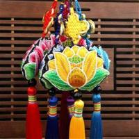 A24紫色|端午节香包随身香囊手工刺绣莲花荷包车载中国结苏香袋