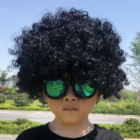 黑色爆炸头|儿童彩色爆炸头假发幼儿园婚庆装扮小丑头套表演搞笑道具演出发套