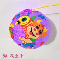玫红3号招财进宝牛|中秋元宵节小灯笼儿童手工diy制作材料包幼儿园贴画