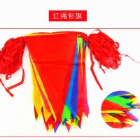 五彩旗100米|院子装饰彩旗灯笼结婚婚礼场景布置婚房喜字拉花室外婚庆用品大全