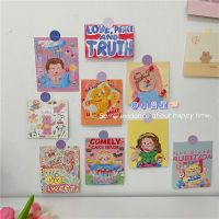 油画小熊9张 加卡片座|韩国明信片ins风可爱油画小熊房间手账装饰卡片拍照道具墙贴贺卡