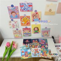 油画+缤纷 加圆点贴|韩国明信片ins风可爱油画小熊房间手账装饰卡片拍照道具墙贴贺卡