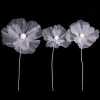 白色花头三件套[送叶子]|新品新款婚庆道具路引花婚礼舞台布置装饰橱窗纸花真丝纱花成品丝