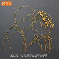 婚庆道具铁艺发光情侣头像挂件中式婚礼t台装饰舞台背景天使摆件