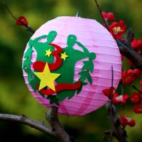 敬礼 有灯杆(手提发光)|中秋小灯笼儿童手提发光卡通手工制作材料包幼儿园作业国庆节装饰