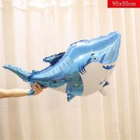 大号鲨鱼|卡通铝膜气球海洋主题派对鲨鱼章鱼海马气球超大小丑鱼动物气球