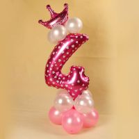 粉色数字路引4|生日气球布置两周 公主 女孩数字0-9儿童10岁十派对装饰宝宝立柱