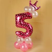 粉色数字路引5|生日气球布置两周 公主 女孩数字0-9儿童10岁十派对装饰宝宝立柱