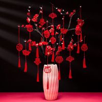 旺扇福+春福鱼+平安福|植绒小红灯笼挂饰树上盆景装饰室内外场景布置盆栽小挂件