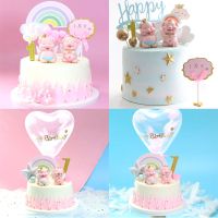 宝宝生日蛋糕烘焙装饰粉色天使翅膀小猪摆件儿童派对节庆装扮