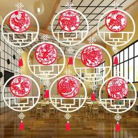 圆木片+红12生肖双面材料包12个|幼儿园走廊教室创意生肖吊饰木质白胚传统礼仪挂饰复古中国风脸谱