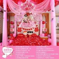 粉色花环对熊-温馨套餐|创意浪漫新房布置套装卧室气球拉花结婚婚庆用品大全婚房装饰套装