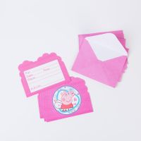 6个装带信封图案八|儿童生日用品 贺卡 派对邀请卡片 邀请函 创意请帖 卡通图案请柬