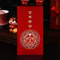 情投意合彩金磨砂红包[万元6个装] 千元红包(百元平放)|结婚礼红包婚庆利是封创意中式烫金喜字复古千红包新娘改口红包