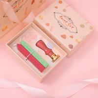 粉色短盒-珊瑚红把柄|欧式复古火漆印章套装礼盒手账创意礼物哈利波特婚庆请柬信封封印