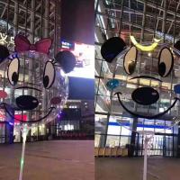 新款电池盒粉蓝鼠款 30套|球网夜光趣步地推波波红透明会发光气球广场儿童卡通夜市热卖