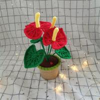 红掌 20厘米左右|手工 毛线钩针编织 创意向日葵盆栽 节庆用品婚庆布景 仿真花