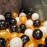 50个气球(珠光金+珠光黑+亚光白)|100天纪念日布置生日装饰场景男友烛光晚餐气氛老公情人节的气球