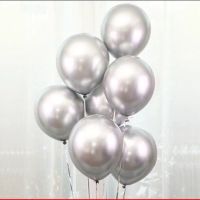 金属气球银色 100个(送彩带+胶点)|气球装饰布置网红金属金银亮片气球儿童生日派对结婚年会告白气球