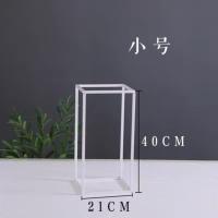 单个40CM白色|婚庆铁艺路引道具几何路引摆件婚礼t台布置立体方框长方体插花