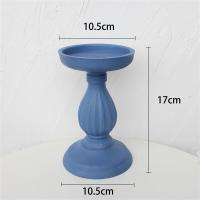 深蓝色小号烛台|烛台蜡烛拍照道具浪漫乡村复古做旧木质婚礼摆件美食摄影婚庆道具