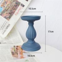 宝蓝小号烛台|烛台蜡烛拍照道具浪漫乡村复古做旧木质婚礼摆件美食摄影婚庆道具