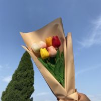 三千(彩色) 成品|敲奈斯 ins仿真郁金香花束成品手捧假花拍照野餐女生礼物伴手礼花