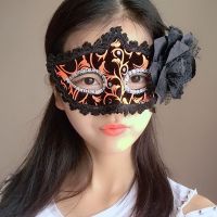 黑底橘黄面|舞会女款防护活动个性蒙面家用面具女半脸古风公主 中国风白色