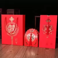 中式烫金三件套(小号糖盒)|请帖喜糖盒三件套请柬喜帖2021手提袋中国风婚礼结婚创意套装