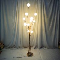 金色铝杆1.5米9头暖光|新款婚庆金色电镀幸福苹果树发光路引灯 婚礼现场布置道具摆件t台