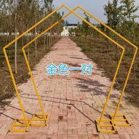 金色一对|婚庆道具婚礼铁艺花架舞台布置背景装饰摆件几何路引绢花门拱门架