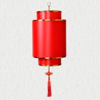 纯红(圆柱款) 高40cm直径23cm|中式羊皮灯笼火锅饭店阳台吧台装饰室外内韩式灯笼户外防水防晒