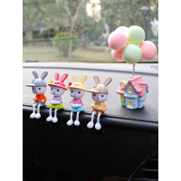 汽车中控台小兔子摆件可爱个性创意公仔车载卡通女神网红车内装饰
