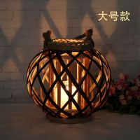 大号灯笼+小电子蜡烛一个|灯笼风灯庭院装饰复古美式带绳天然柳编编织家居装饰古风