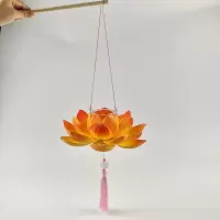 28CM橙色|荷花灯笼手提节庆传统中国风汉服拍照莲花灯放灯行舞蹈道具荷花