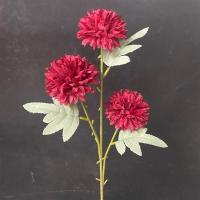 三头球菊酒红十枝|十枝装红色系列仿真花婚庆道具路引插花花艺中式婚礼配材装饰