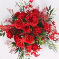 红色40CM红色水仙盆花|铁艺几何镂空花瓶摆件金色蛮腰花器 婚礼桌摆花器婚庆道具路引花