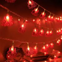 红色福字 电池款10米100灯带闪[送电池]|led灯笼装饰灯新年房间装饰灯装扮闪灯中国结寝室宿舍挂灯节日灯