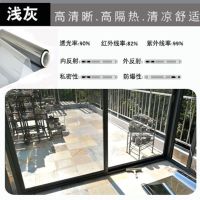 双向浅灰带防爆效果 40x100cm|双向透视玻璃贴膜门面商铺店面门商场贴膜防晒节能防爆贴纸自粘