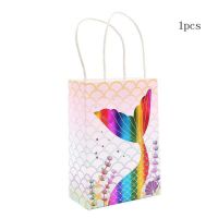 彩色礼品袋|美人鱼主题卡通生日派对装饰 一次性餐具桌布套装 气球拉旗布置