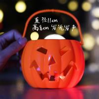 发光发声橙色手提南瓜桶|万圣节南瓜灯手提灯笼发光小南瓜桶儿童礼物个性装饰糖果罐道具