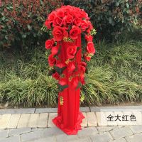 全大红色|婚庆道具罗马柱路引新款开业花篮引路花绢花婚庆用品婚礼花柱引路