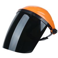 橙顶黑色PC面屏送手套眼镜|防护面罩防灰尘打磨透明等离子切割机头戴式炒菜面具防油面罩女士