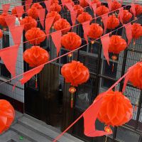 80米全红旗+30个25#福字灯笼|新年红灯笼挂饰结婚喜庆典灯笼开业装饰灯笼商场布置小纸灯笼挂件