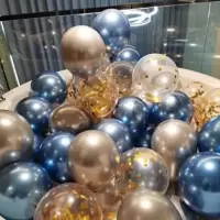 金亮片+蓝+银 20个气球(无赠品)|ins网红告白气球生日装饰场景布置珠光哑光金属亮片汽球装饰布置